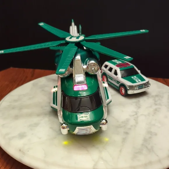 2012 Hess Green and White Helicopter and Rescue Toy - Picture 10 of 14